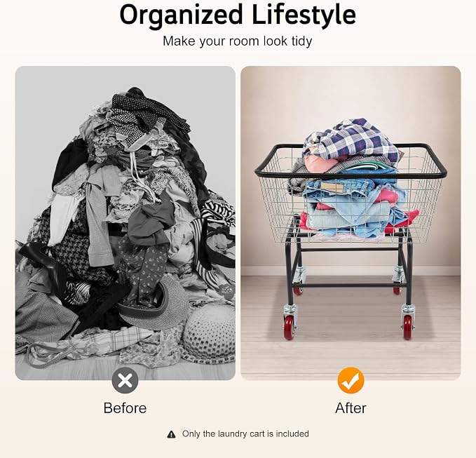 Steel Wire Laundry Cart, Wire Laundry Basket Cart - Image 8