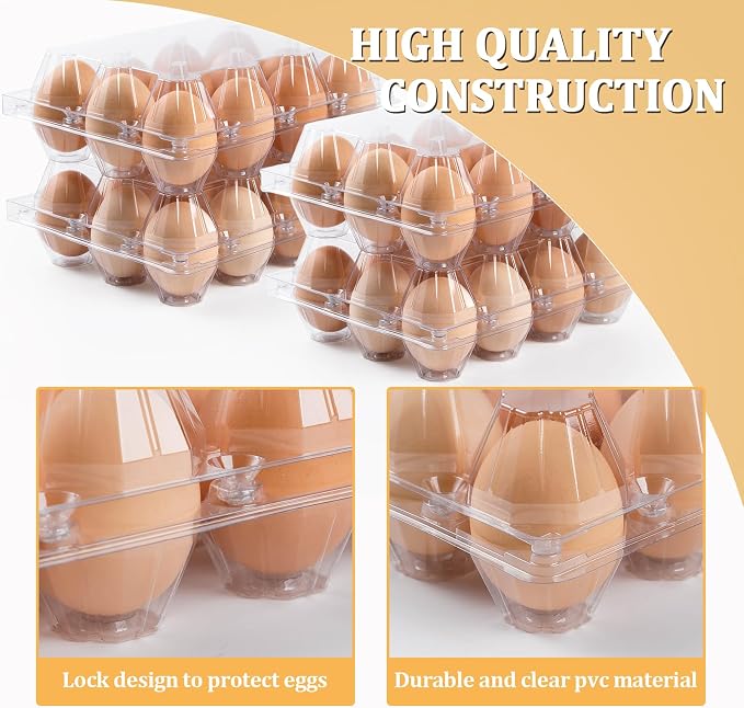 60 Pack Plastic Egg Cartons Cheap Bulk, One Dozen Clear Empty Egg Cartons - Image 3