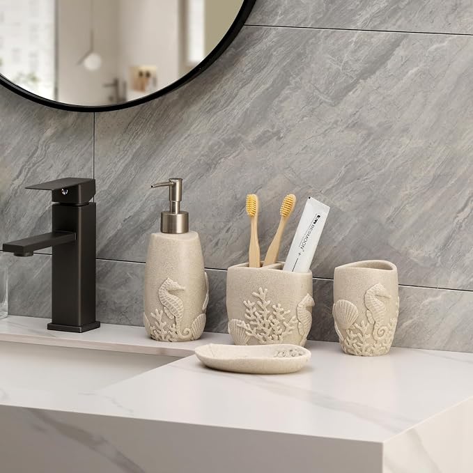 Bathroom Accessories Set, Toothbrush Holder, Soap Dish, Bathroom Countertop - Image 6
