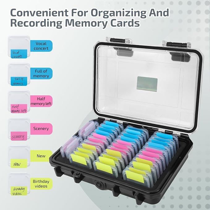37 Slots Memory Card Case & 36 Transparent Card Cases & 60 Visual Sticky Notes - Image 4