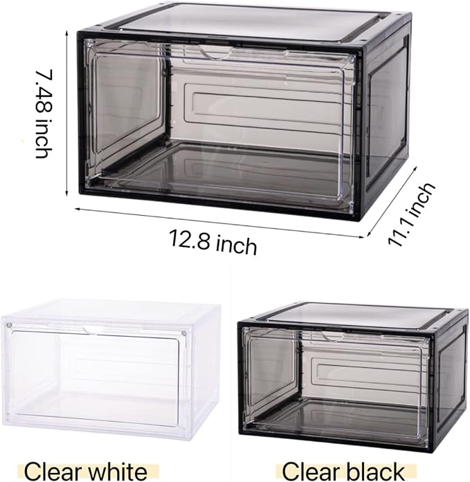 Attelite Large Clear Shoe Box Organizer, Plastic Stackable Shoe Storage Box - Image 2