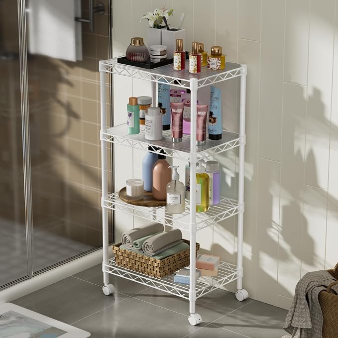 Small 4 Tier Shelves Storage Wire Shelving Unit Metal Shelf Adjustable - Image 6