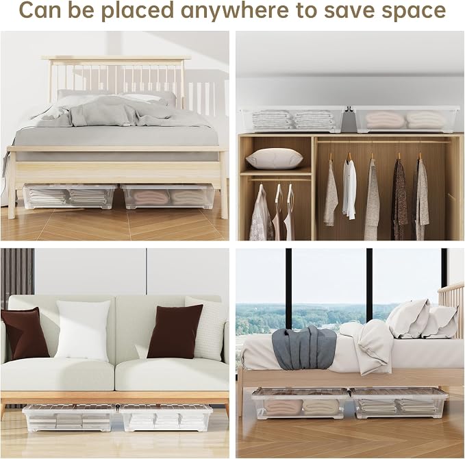 4 Pack 20-Quart Under Bed Storage Box - Image 6