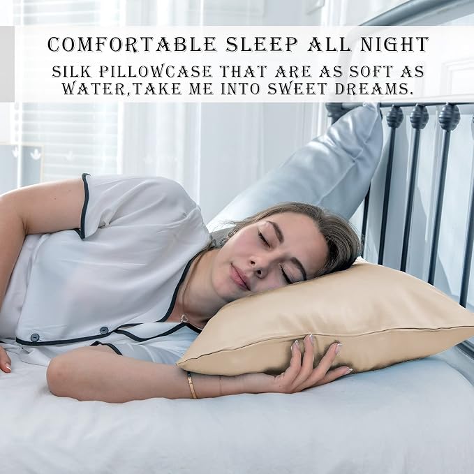 Silk Pillowcase for Hair and Skin, Breathable and Sliky 100% Standard Size - Image 6