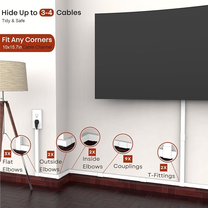 Cord Hider, Wire Cover, Cord Covers Wall Mounted TV, Cable Hider, 157 in - Image 4