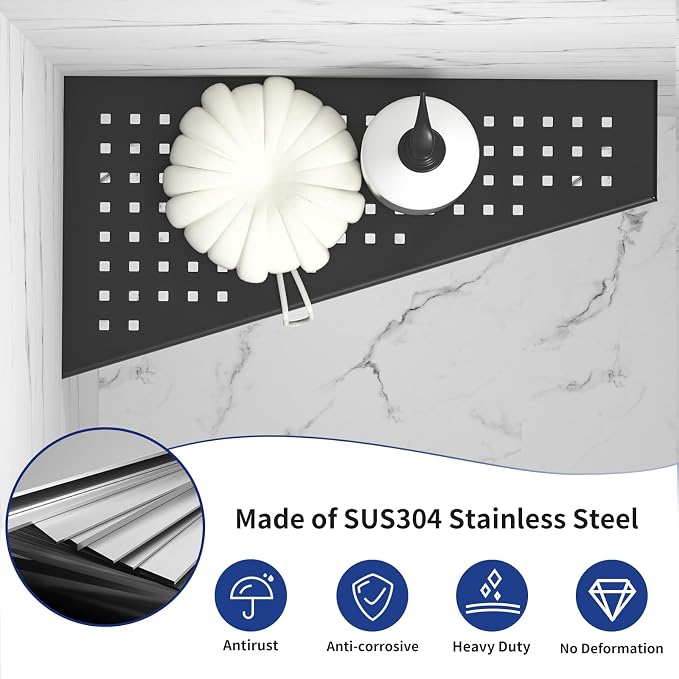 Corner Shower Shelf, Matte Black 12" 304 Stainless Steel Trapezoid Grout in - Image 5