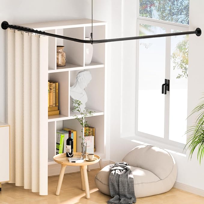 Stretchable 304 Stainless L Shaped Bathroom Bathtub Corner Shower Curtain Rod - Image 7