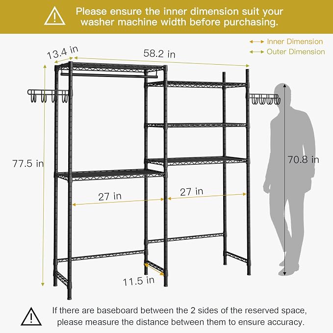 Ulif U5 Over the Washer and Dryer Storage Shelf, Laundry Room Space Saver - Image 3