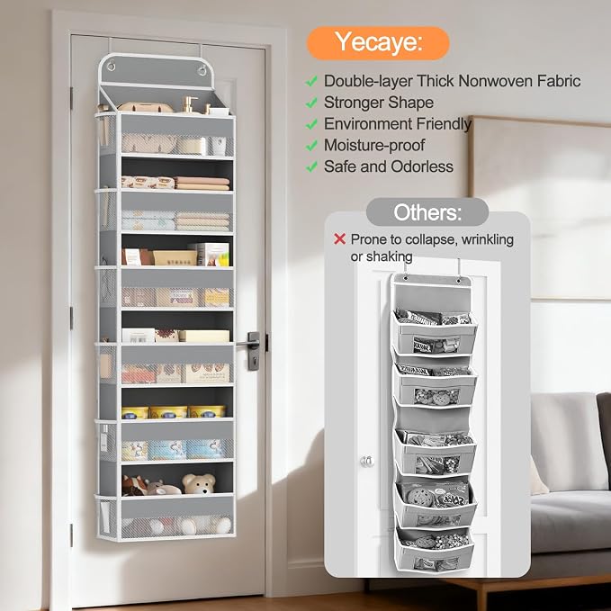 Yecaye 3 Pack Over The Door Organizer, 6-Tier Closet Door Hanging Organizer - Image 5