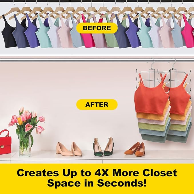 1 Pack Closet-Organizers-and-Storage, 6 Tier Tank-Top-Hangers-Space-Saving - Image 2