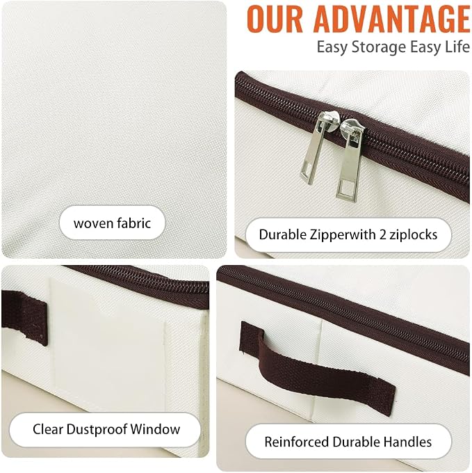AMJ 2 Pack Foldable Under Bed Storage Basket Container, Sturdy Clothes Storage - Image 3