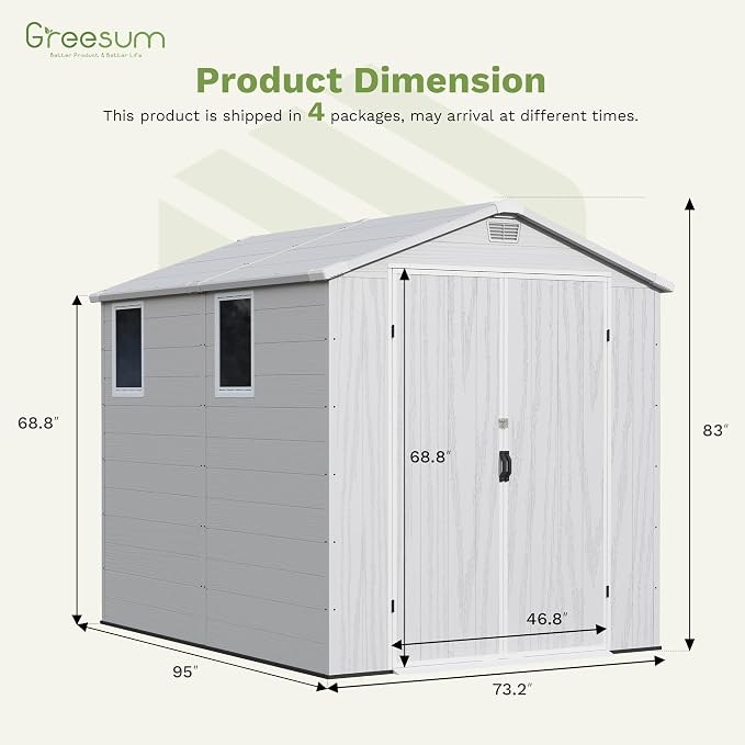Greesum 6x8FT Plastic Outdoor Storage Shed - Image 3