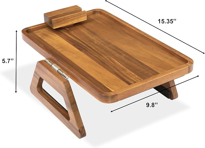Acacia Wood Arm Table, Couch Arm Tray - Image 8