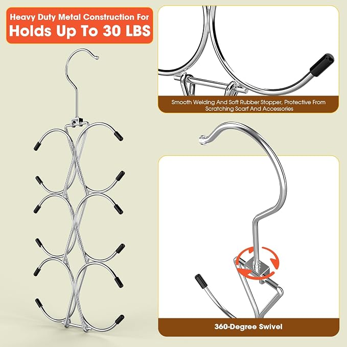 Scarf Hanger 2 Pack 24 Storages, Purse Hanger - Image 5