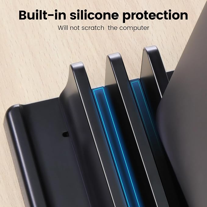 3-Slot Vertical Laptop Stand Holder, Adjustable ABS Plastic Desktop Notebook - Image 3
