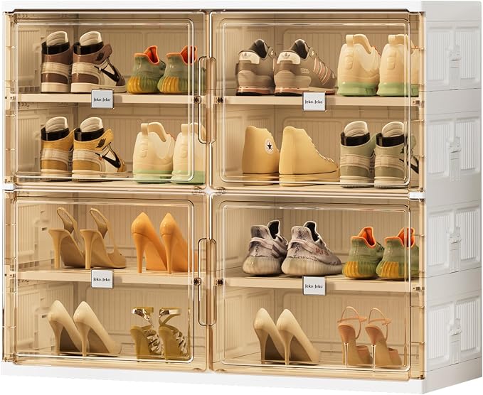 JEKO&JEKO 4 Tiers Foldable Shoe Rack Organizer Cabinet by JEKOJEKO