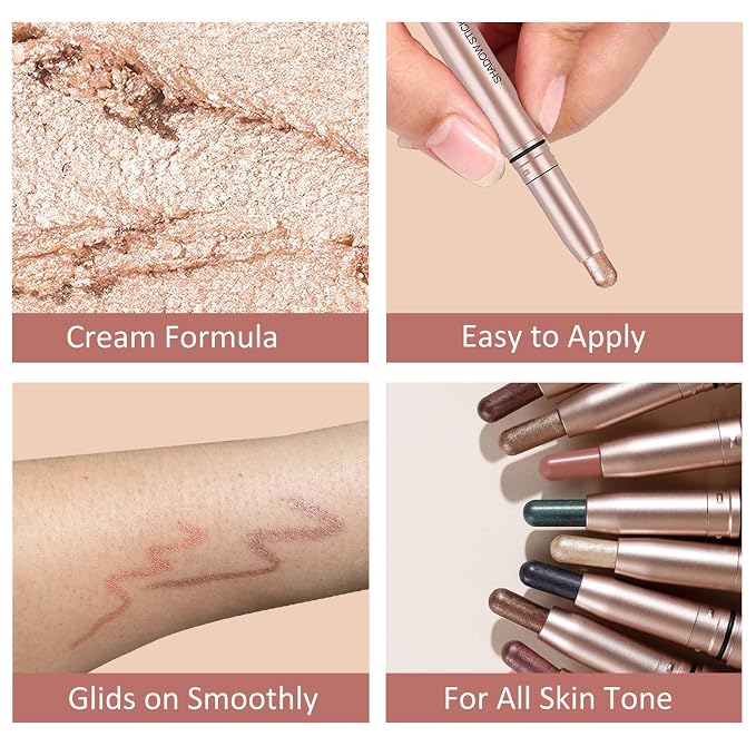 Brown Eyeshadow Stick, Smooth Cream Shimmer Single Eyeshadow Pencil, High - Image 4