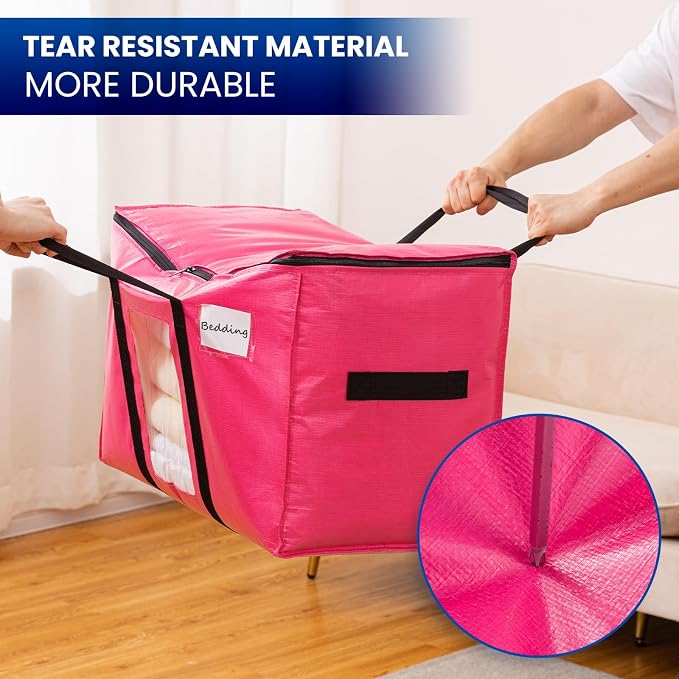 TAILI 6 Pack Pink Extra Large Moving Bags, Heavy Duty Totes - Image 8