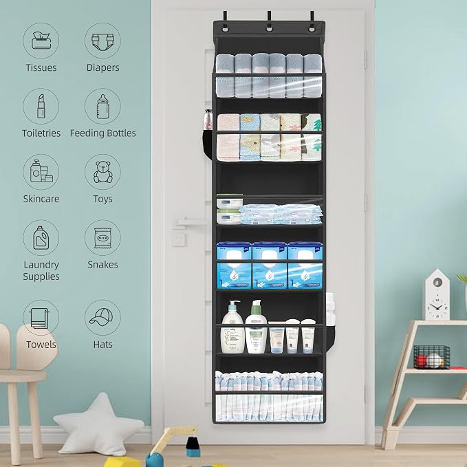 Over Door Organizer with 6 Extra Large Pockets 12 Side Pockets, Hanging Storage - Image 7