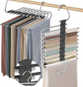 Upgrade 9 Layers Pants Hangers Space Saving, 2 Pack Non Slip Stainless Steel by Besslly