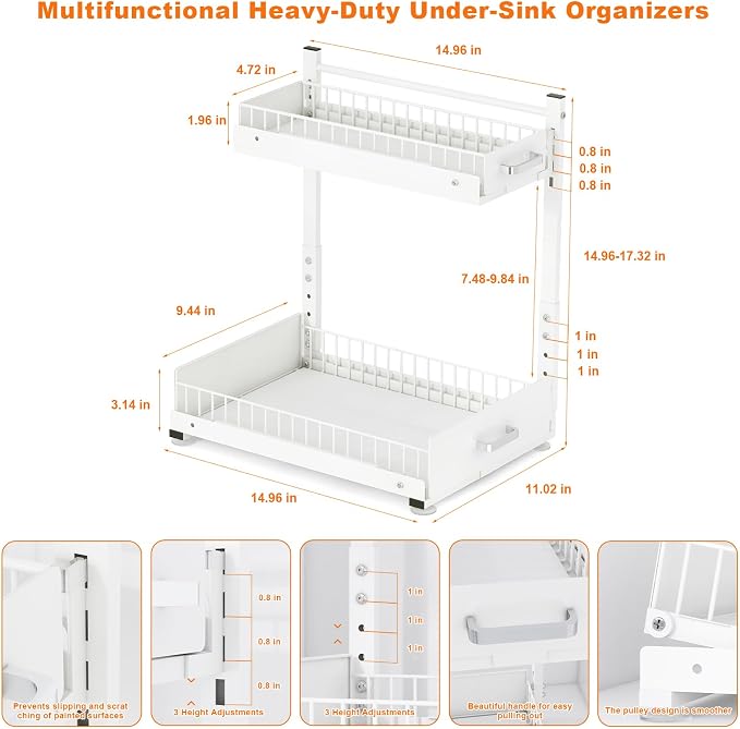 2 Tier Slide Out Kitchen Cabinet Organizers - Image 3
