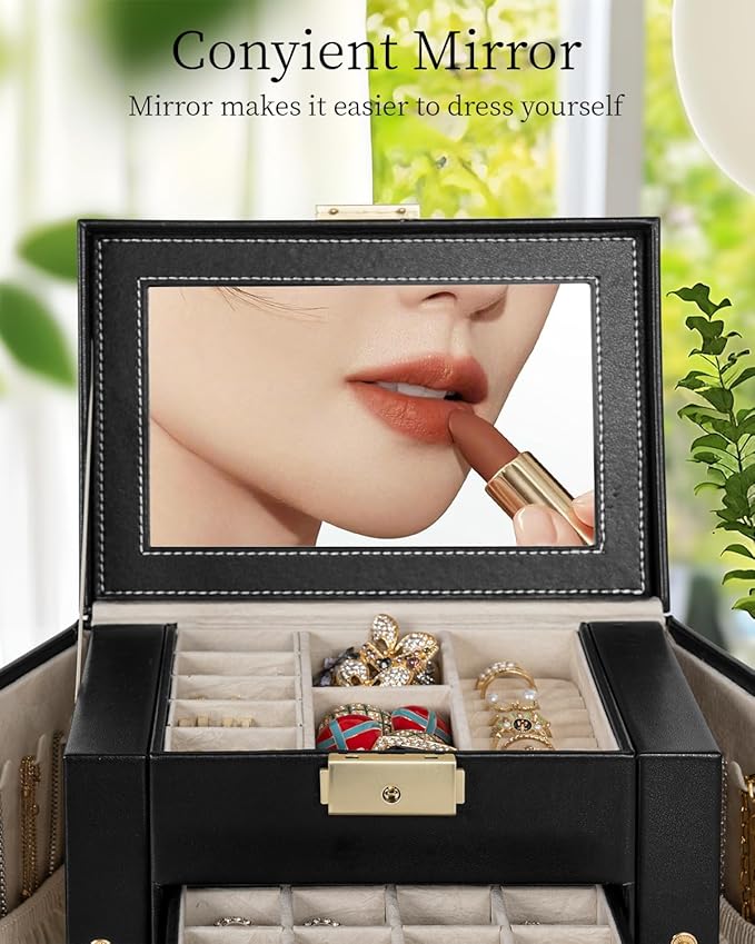 TORIBIO Jewelry Box for Women, Leather Jewelry Organizer - Image 7