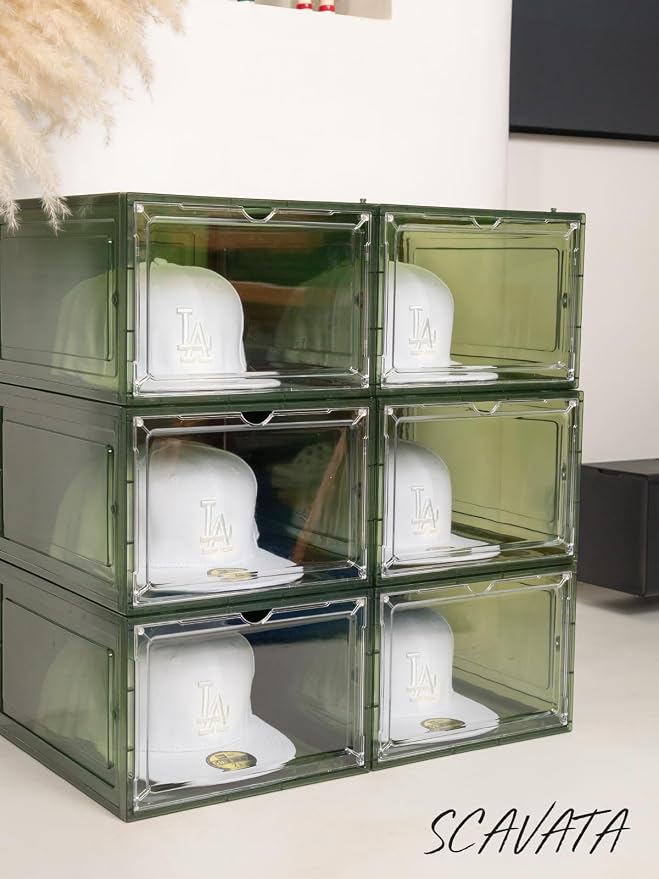 6 Pack Hat Organizer Box, Stackable Clear Baseball Caps Holder Box Containers - Image 7