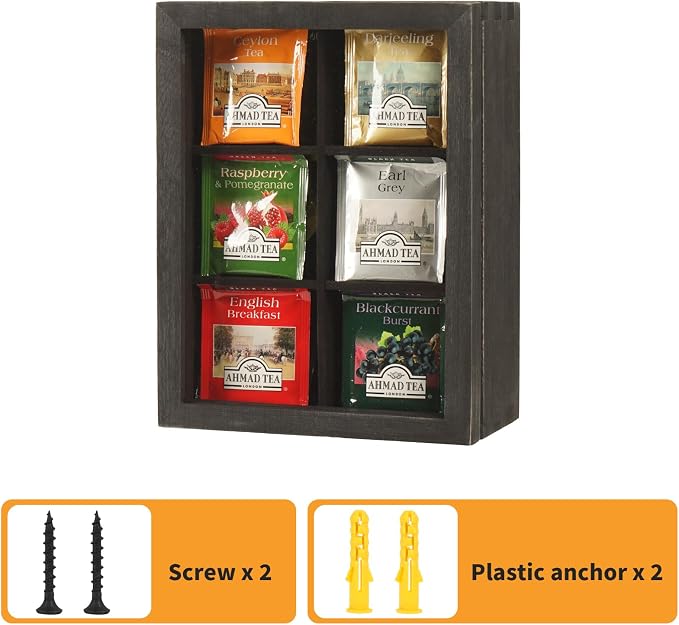 LI.TOPWP Black Wood Tea Bag Organizer, 6 Compartment Multi-Functional Tea Box - Image 3