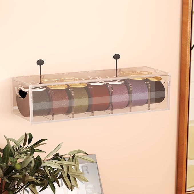 Acrylic Belt Organizer with Dust Cover – Clear Belt Storage Box - Image 4