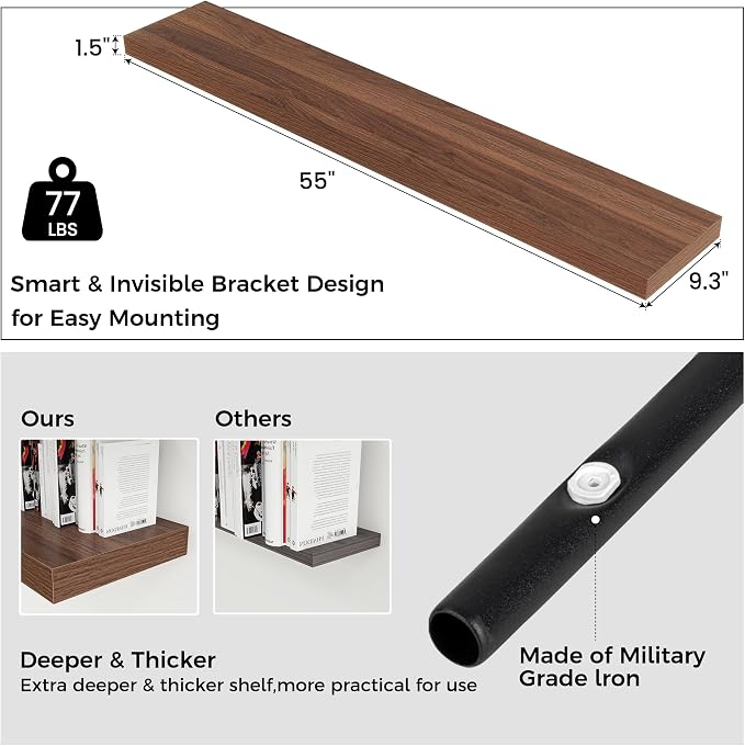 Floating Shelves for Wall, Engineered Wood Wall Shelves - Image 2