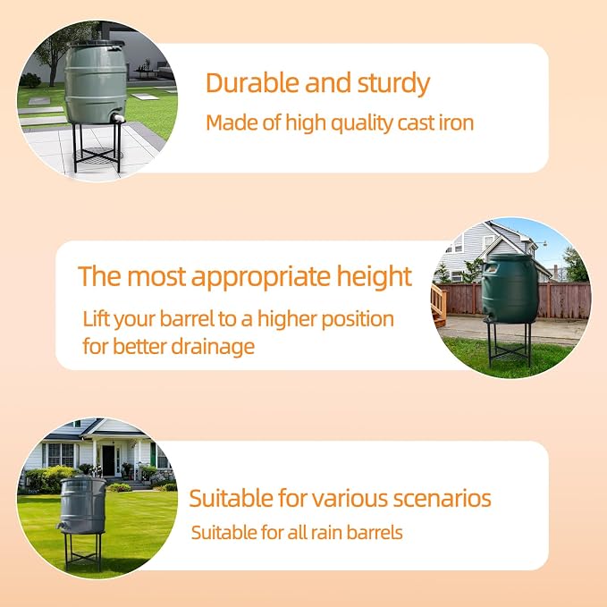 2-Tier Rain Barrel Stand – Base Only, Outdoor Heavy-Duty Rain Water Collection - Image 5
