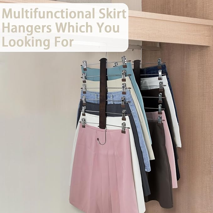 Skirt Hangers Space Saving, 6 Tier Closet Organizers & Storage, Wooden Magic - Image 4