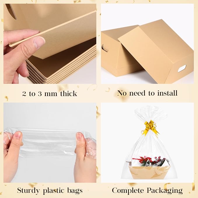 AFOROEOA 10PACK Baskets For Gifts Empty, 10x12”Thick Kraft Gift Basket - Image 4
