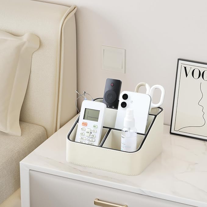 Remote Control Holder, PU Leather Small Desk Organizer - Image 7