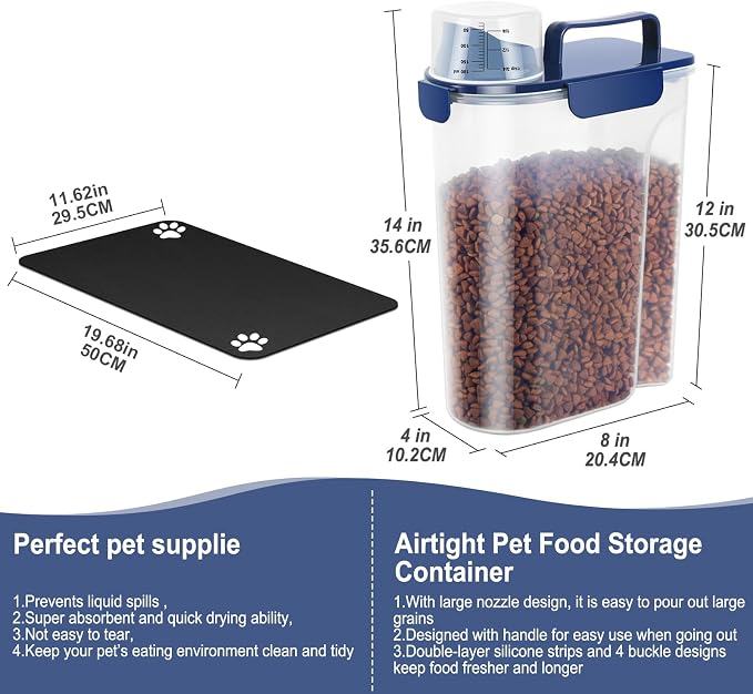 5-7Lbs Portable Airtight Dog Cat Food Container, Match Pet Feeding Mat Clean - Image 2