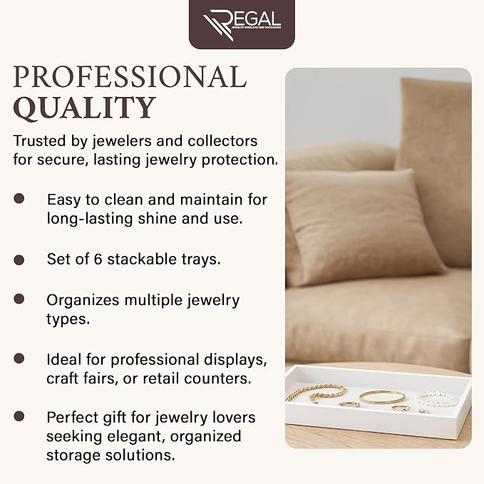 RJ Displays 6 Pack Stackable Jewelry Tray Set, Stackable Plastic Jewelry - Image 8