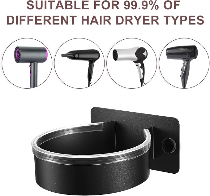 Dryer Holder Wall Mounted, Adhesive Stainless Steel Blow Dryer Stand Hair Tool - Image 3