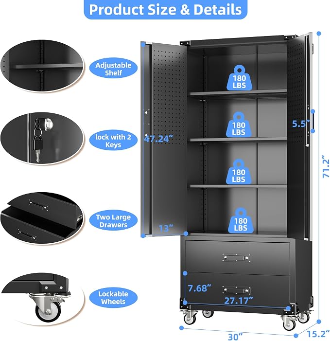 SUXXAN Rolling Storage Cabinet - Image 3