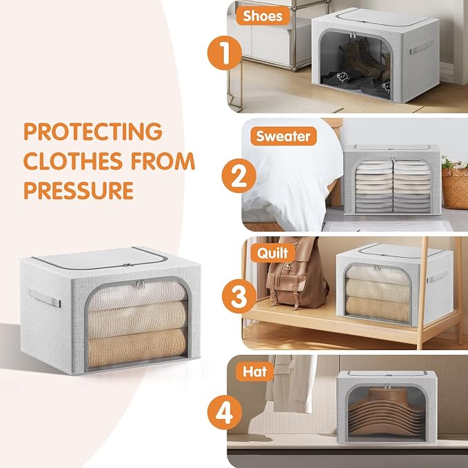 Large size 66L Fully Transparent Openings Clothes Storage Bins - Image 6
