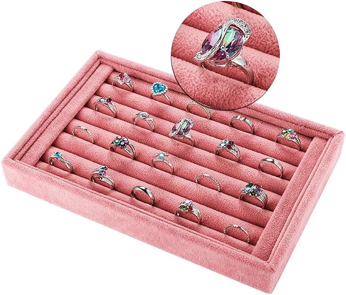 Valyria Velvet 7 Slots Ring Earrings Trays Showcase Display Jewelry Organizer - Image 3