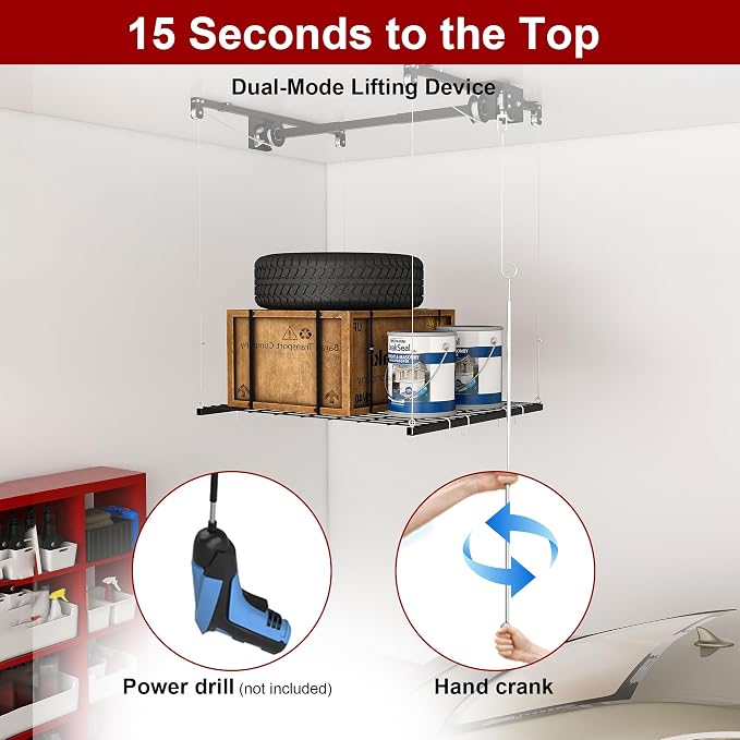 4x4FT Overhead Garage Storage Rack - Image 5
