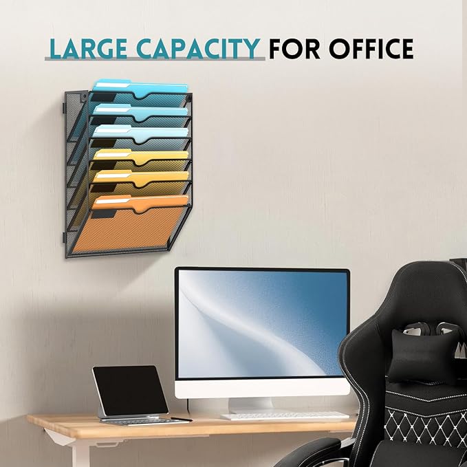 SUPEASY 6-Tier Wall File Organizer Mesh Office Mail Holder, Hanging Wall - Image 5