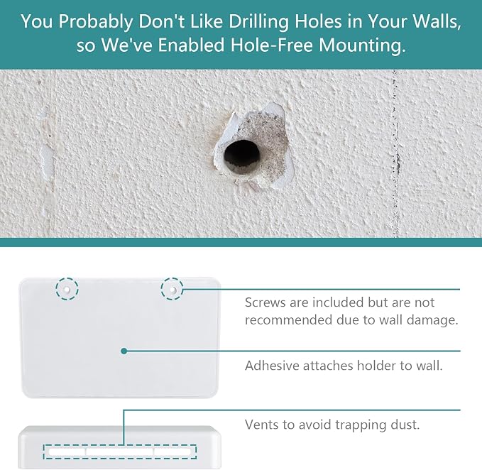 3 Slot Adjustable Remote Holder Wall Mount, Adhesive TV Remote Controller Holder - Image 4