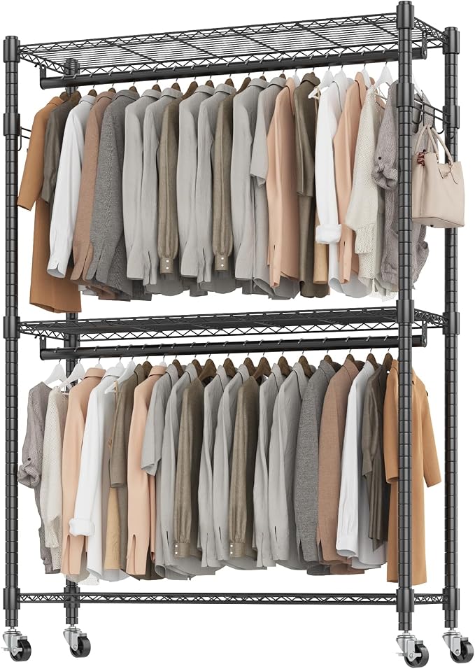 BATHWA Heavy Duty Garment Rack on Wheels, Rolling Clothes Racks - Image 7