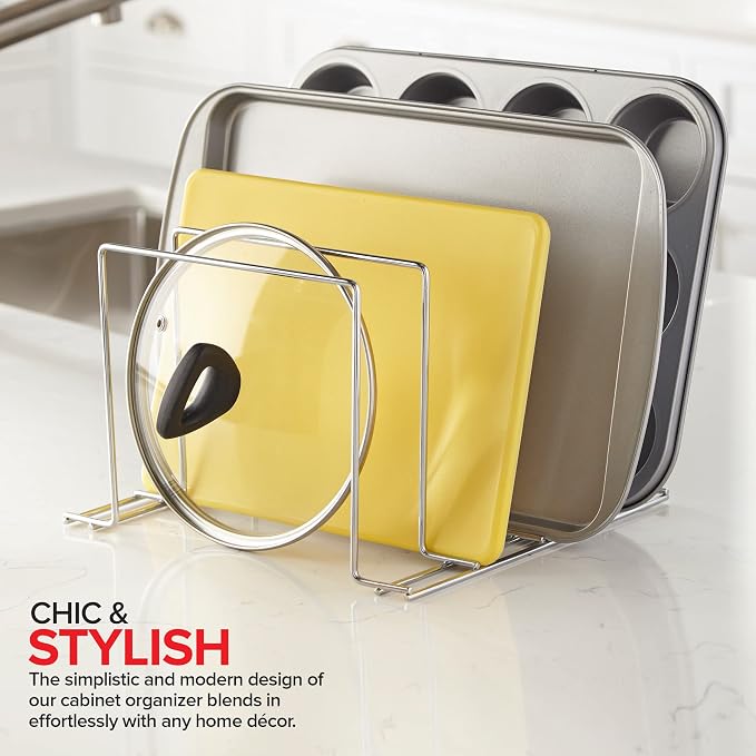 Stock Your Home Chrome Steel Baking Pan Organizer Rack - Image 7