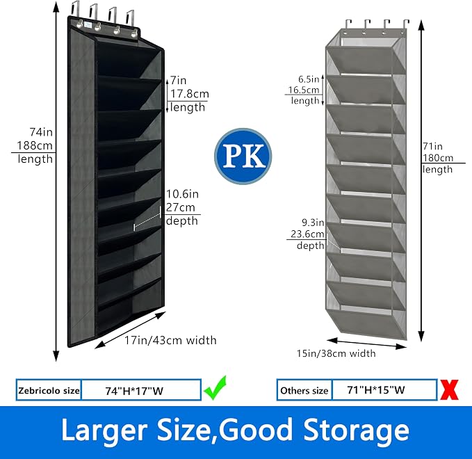Shoe Organizer, 70 Pounds Large Capacity, 20-30-Pair Over The Door Shoe - Image 2
