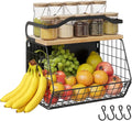 Magnetic Shelf for Fridge with Wood Lid, Heavy Duty Fruit Basket, Fruit Potato by Mefirt