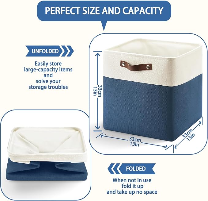 13 Inch Cube Storage Bins, Foldable Storage Basket - Image 3