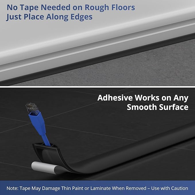 ZhiYo 3.6ft Cord Covers for Wires on Floor, Soft PVC Cable Cover Cable Protector - Image 5