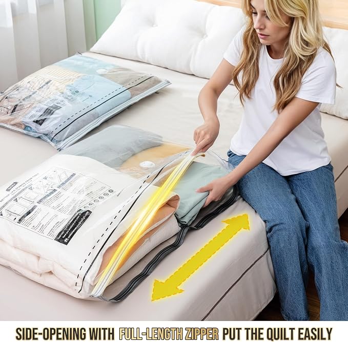 TAILI Vacuum Storage Bags 4 Pack, LONG SIDE ZIP, Storage Bulky Beddings - Image 2